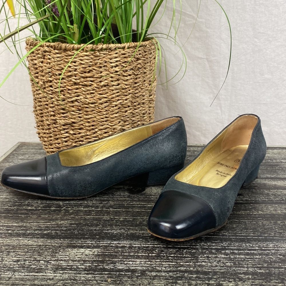 Bruno Magli Gray & Black Two Tone Color Block Leather shoes 6.5